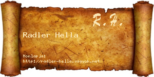 Radler Hella névjegykártya